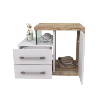 Imagem de Gabinete Armario P-banheiro (balcao C-cuba Q355) Legno 650 Branco Chess C-carvalho