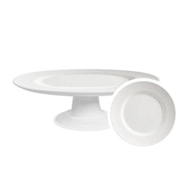 Imagem de Boleira Satin White de Cerâmica com Pé 34cm - Alleanza