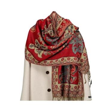 Imagem de Lenço Hijab Retro De Tamanho Grande Para Mulheres Com Estampa Paisley 