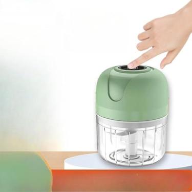 Imagem de Processador de Alimentos Elétrico Mini 250ML - Britador Portátil com Recarga USB, Ideal para Carne e Vegetais, Prático para Cozinha e Viagens (Verde)
