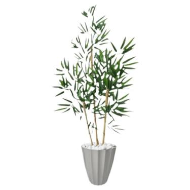 Imagem de Planta Realista Bambu Artificial Sorte 1 Metro Vaso Decorativo planta artificial decoração Sala de estar Canto da parede Sala de reuniões Lobby(Liso Cinza)