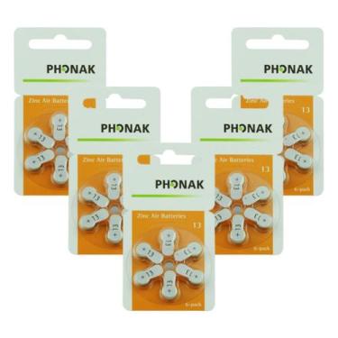 Imagem de 30 Pilhas Baterias 13 Pr48 P13 A13 Aparelho Auditivo Phonak