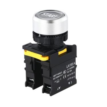 Imagem de BKUANE 1 interruptor de botão autotravante de 22 mm, à prova d'água, momentâneo, autobloqueio, cabeça chata, símbolo de seta, interruptor de alimentação, frete grátis 10A (início, 1NC)