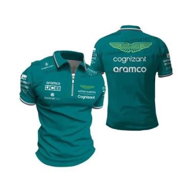 Imagem de Camisa Polo Com Zíper Unissex Da Equipe De Corrida Aston Martin Fernan