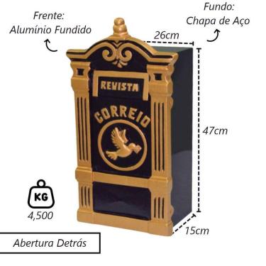 Imagem de Caixa De Correio Cartas Revistas Vila Rica Detras 15x26x47cm