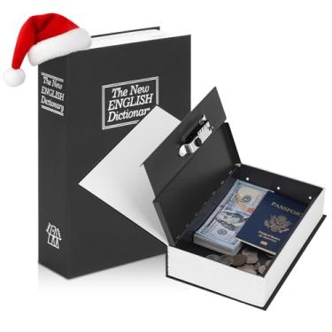 Imagem de KYODOLED Cofre de livro de desvios com fechadura de combinação, caixa de bloqueio secreta de metal oculta, caixa de coleção escondida de dinheiro, 24 cm x 15,7 cm x 6 cm preta grande