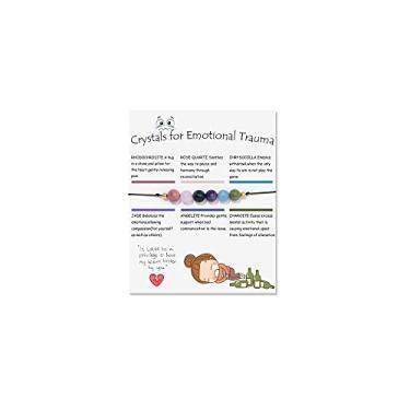 Imagem de Fuqimanman2020 Pulseira elástica de cristal espiritual de 6 mm com 7 chakras, pedra natural, cura, com cartões de significado, quartzo, ametista, Reiki com contas para mulheres e homens, joias para alívio da ansiedade, Pedra, Pedra