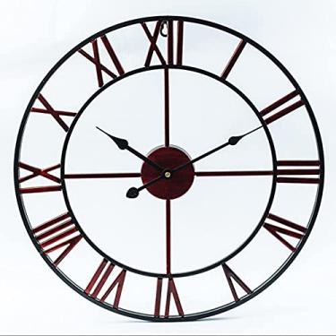 Imagem de AkosOL Relógio de parede grande, relógio vintage com grandes algarismos romanos, relógio de parede de cozinha silencioso operado por bateria para casa, quarto, sala de estar, cozinha e sala 47 cm