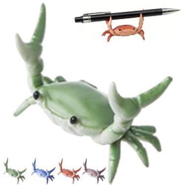 Imagem de Suporte de caneta de caranguejo, suporte de caneta de caranguejo, engraçado em forma de caranguejo, realista, organizador de lápis de mesa, escultura decorativa para escritório, casa, mesa (verde)