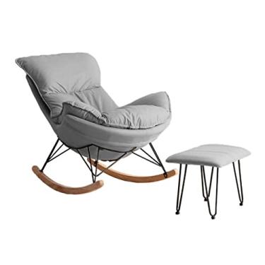 Imagem de AkosOL Cadeira de balanço de tecido tecnológico, apoio para pés combinando, poltrona de meados do século, cadeira de balanço interna, reclinável de casa única, sala de estar casual ll Balcony Rock, 85