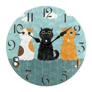 Imagem de Wswqop Relógio de Parede Engraçado com Gato, Relógio de Parede Silencioso, Presente de Boas-vindas, Relógio de Parede Moderno Decorativo para Pendurar, Estilo C, Tamanho real