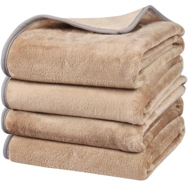 Imagem de Onarway Cobertor de cachorro lavável para filhotes: 4 pacotes de cobertores para cães 101,6 cm x 71,1 cm - Manta macia e fofa para gatos filhotes de cachorro gatinho - cobertores de lã para cama sofá