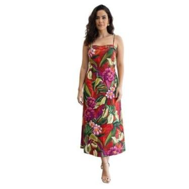 Imagem de Vestido Longo Farm Rio Folhagem Vermelha-Feminino