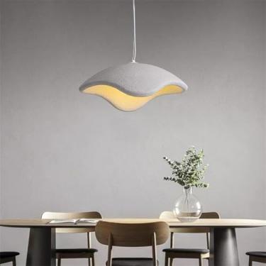 Imagem de Luminária pendente japonesa Wabi-sabi para mesa de jantar e cozinha, moderna e criativa, com cúpula branca imitando pedra, ideal para quarto, sala de estar, sala de jantar, café, restaurante