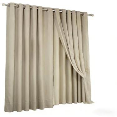 Imagem de Cortina Voil Gaze de Linho com Forro Microfibra - Ilhós Cromados, Ideal para Quartos, Salas e Ambientes Domésticos com Privacidade e Estilo (AVELÃ,2,80X1,80)