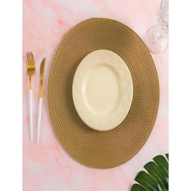 Imagem de Kit 6 Peças Jogo Americano Redondo Sousplat Cozinha Jantar(Dourado)