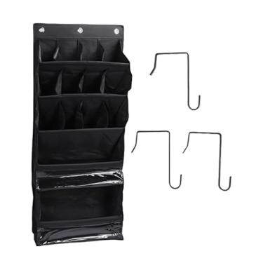 Imagem de Organizador de sapatos suspenso sobre a porta - porta-sapatos de malha respirável com bolsos, suporte para sapatos de armário que economiza espaço para despensa de banheiro do quarto(Black)