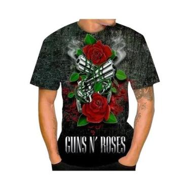 Imagem de Camiseta Masculina Oversized Vintage Guns N Roses Com Estampa 3D, Gola