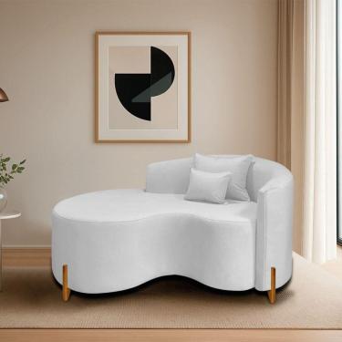 Imagem de Divã Recamier Curvo Sala De Estar Recepção Inglaterra 150cm Pés Madeira Lado Esquerdo B...