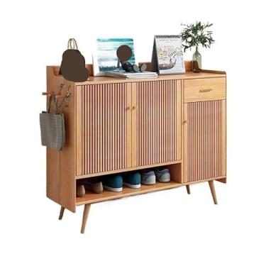 Imagem de Sapateira entrada de madeira armário de sapatos porta de casa corredor armário de armazenamento entrada grande capacidade, prateleira de sapatos 140 cm armário para armário