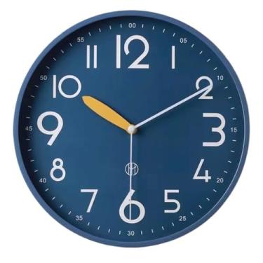 Imagem de CFGH6FDF Relógio de parede simples escolar para sala de estar em casa, silencioso e luxuoso, sem necessidade de perfuração, adequado para estudo, escritório no quarto (azul, grande)