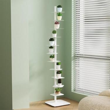 Imagem de Estante de metal de 11 camadas - torre vertical, estante para pequenos espaços, estante de canto multifuncional, adequada para espaço em casa ou escritório, branca