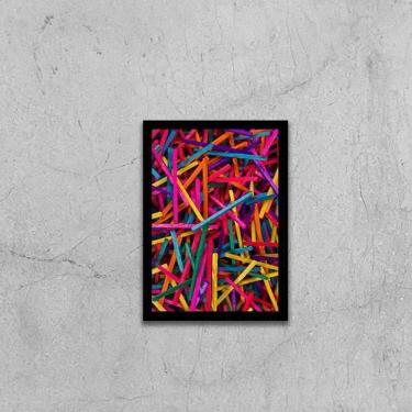 Imagem de Quadro Fotografia Palitos Coloridos 45X34Cm Com Vidro Preta