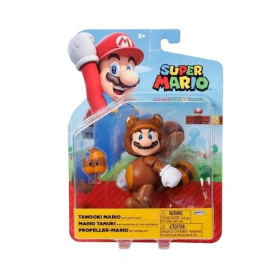Imagem de Super Mario Boneco Mario Tanooki de 10cm com Super Folha - Sunny