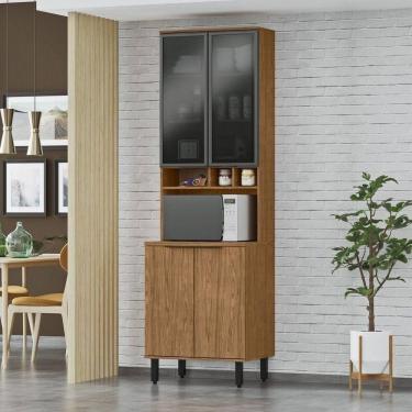 Imagem de Paneleiro Torre Quente 1 Forno Portas De Vidro E Madeira - Toscana Freijó