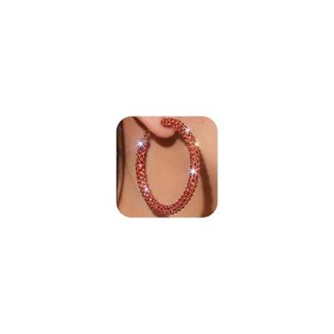 Imagem de Brincos de argola de strass grandes brilhantes para mulheres, argolas grandes, joias para vestido de festa de formatura, Zircônia cúbica, Zircônia cúbica