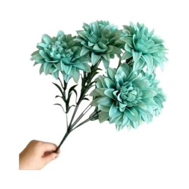 Imagem de Buquê De Flores Artificiais Dahlia Com 7 Cabeças Para Decoração De Cas