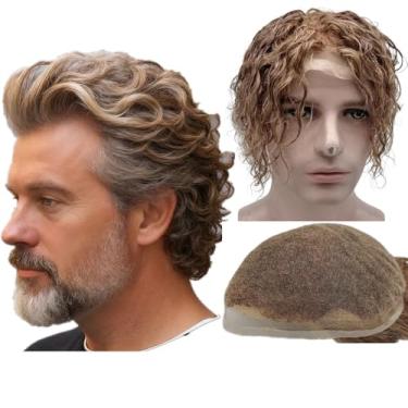 Imagem de Peruca de cabelo humano para homens com renda suíça HD 25,4 x 20,3 cm tamanho base 15,2 cm de comprimento prótese masculina unidades de remendo implante 10 mm espanhol ondulado sistema de substituição