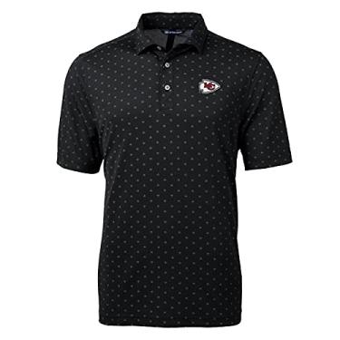 Imagem de Cutter & Buck Camisa polo masculina NFL Virtue Eco Pique com estampa botânica, Kansas City Chiefs, preto, M
