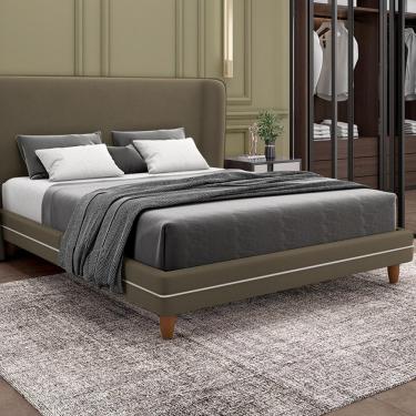 Imagem de Cama Avulsa para Colchão King Torres Pés em Madeira Veludo Castor G91 - Gran Belo
