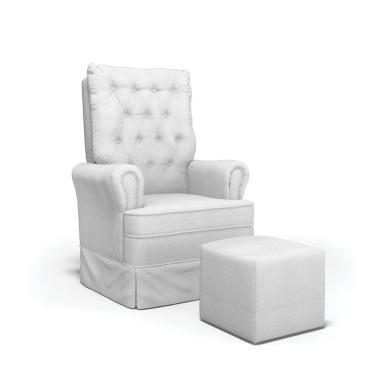 Imagem de Poltrona De Amamentação Com Balanço E Puff Laura Linho Cinza Grosso Tc187 Base De Madeira - D'rossi