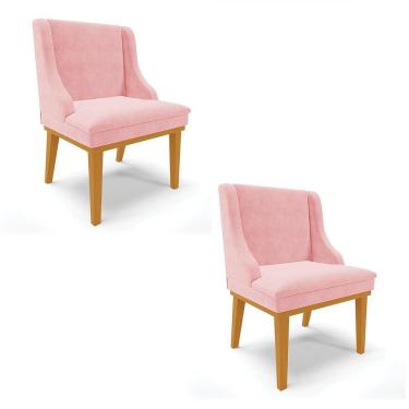 Imagem de Kit 02 Cadeiras De Jantar Liz Suede Rosa Bebê