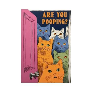 Imagem de Pôster De Gato Preto Fazendo Cocô, Placa Engraçada Para Banheiro, Impr