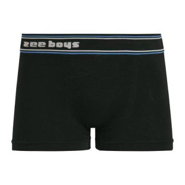 Imagem de Cueca Boxer Infantil com Detalhe de Listras no Cós sem Costura Preto Z