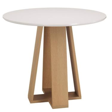 Imagem de Mesa de Jantar Estilo Redonda 90cm – MDF/MDP, Tampo Laqueado – Sonetto