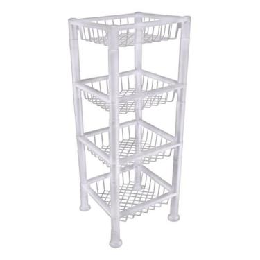 Imagem de Cesto Organizador Fruteira Empilhável 4 Andares Plastibrasil, Branca