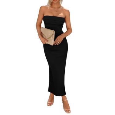 Imagem de Vestido PRETTYGARDEN Strapless Bodycon Maxi Negro Talla L