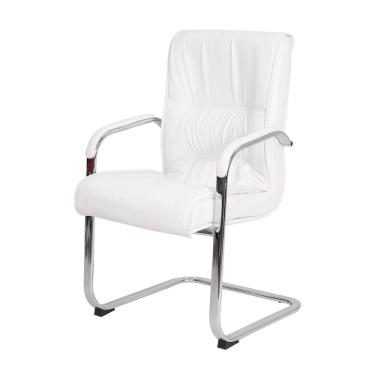 Imagem de Cadeira Escritório Interlocutor Big Fixa Branca Base Cromada