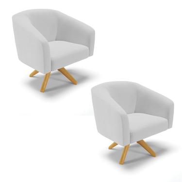 Imagem de Poltrona Decorativa Giratória MA30 Kit 2 Stella Linho Cinza D03 - D'Rossi