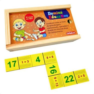 Imagem de Jogo de Dominó Adição 28 peças Infantil Escolar Brinquedos Educativos 