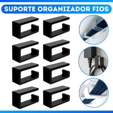 Imagem de Kit 6 Suportes Organizador De Cabos Ganchos para Esconder Fios embaixo