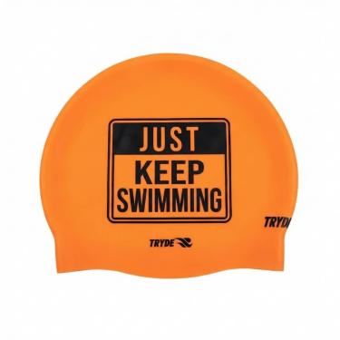 Imagem de Touca de Natação Laranja Médio em Silicone Sem Emenda Tryde-Unissex