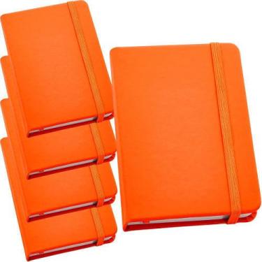 Imagem de Kit 5x Caderneta de Anotações 9x14cm 80 Fls Sem Pauta Laranja - TopGet