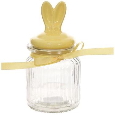 Imagem de Pote hermético de vidro com laço de cetim e tampa de cerâmica Orelhas 