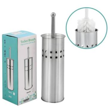 Imagem de Escova e Suporte para Vaso Sanitário, em Aço Inoxidável Cromado Pratea