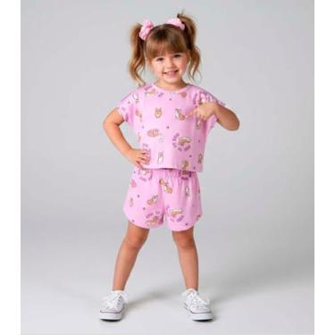 Imagem de Conjunto Infantil Feminino Short E Blusa Select Rosa, 6, Rosa